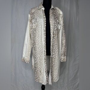 A Rare Bird Shirt Dress Antelope Pearl Snap Rhinestone Trim Bohemian